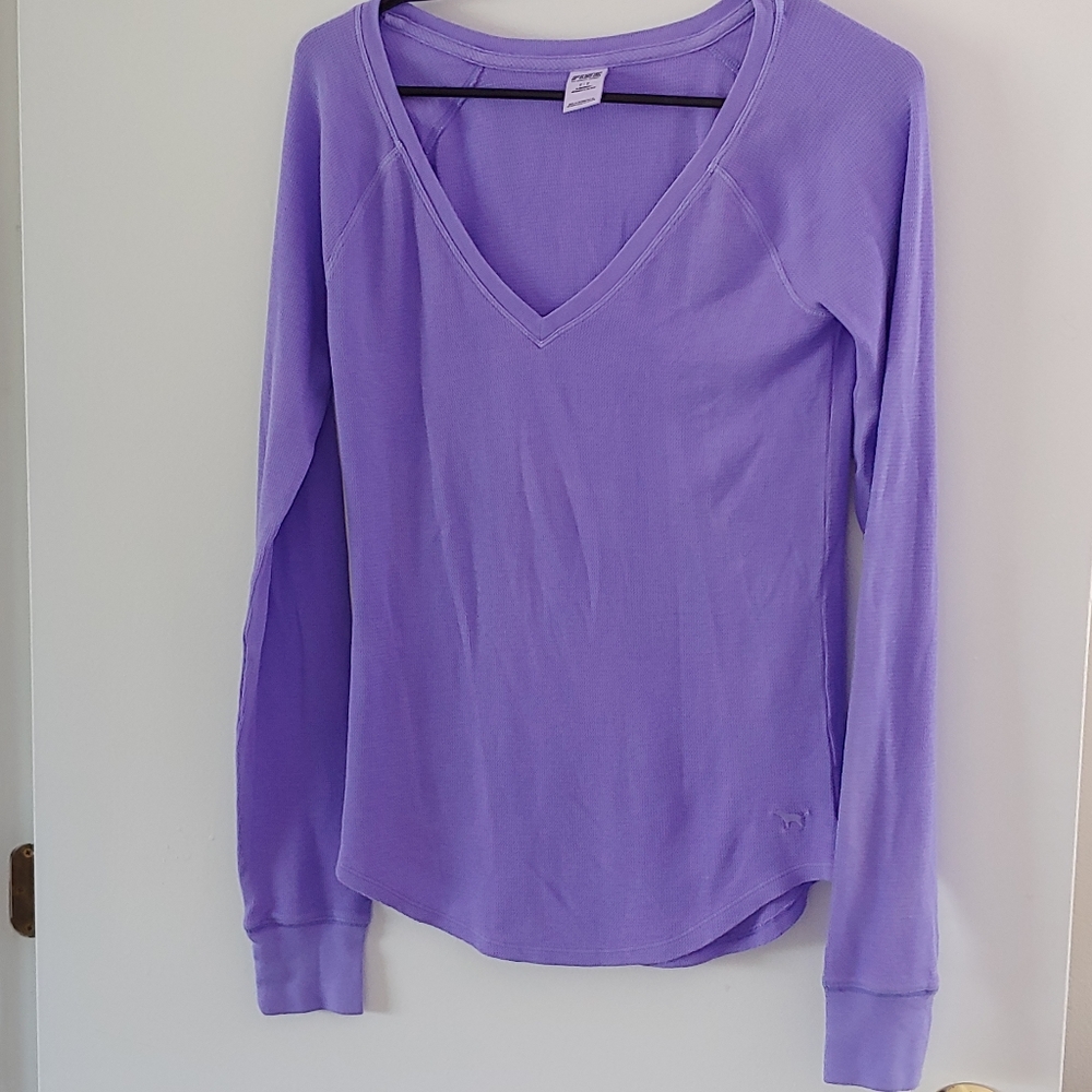 Victoria's Secret PINK V-Neck Waffle Shirt